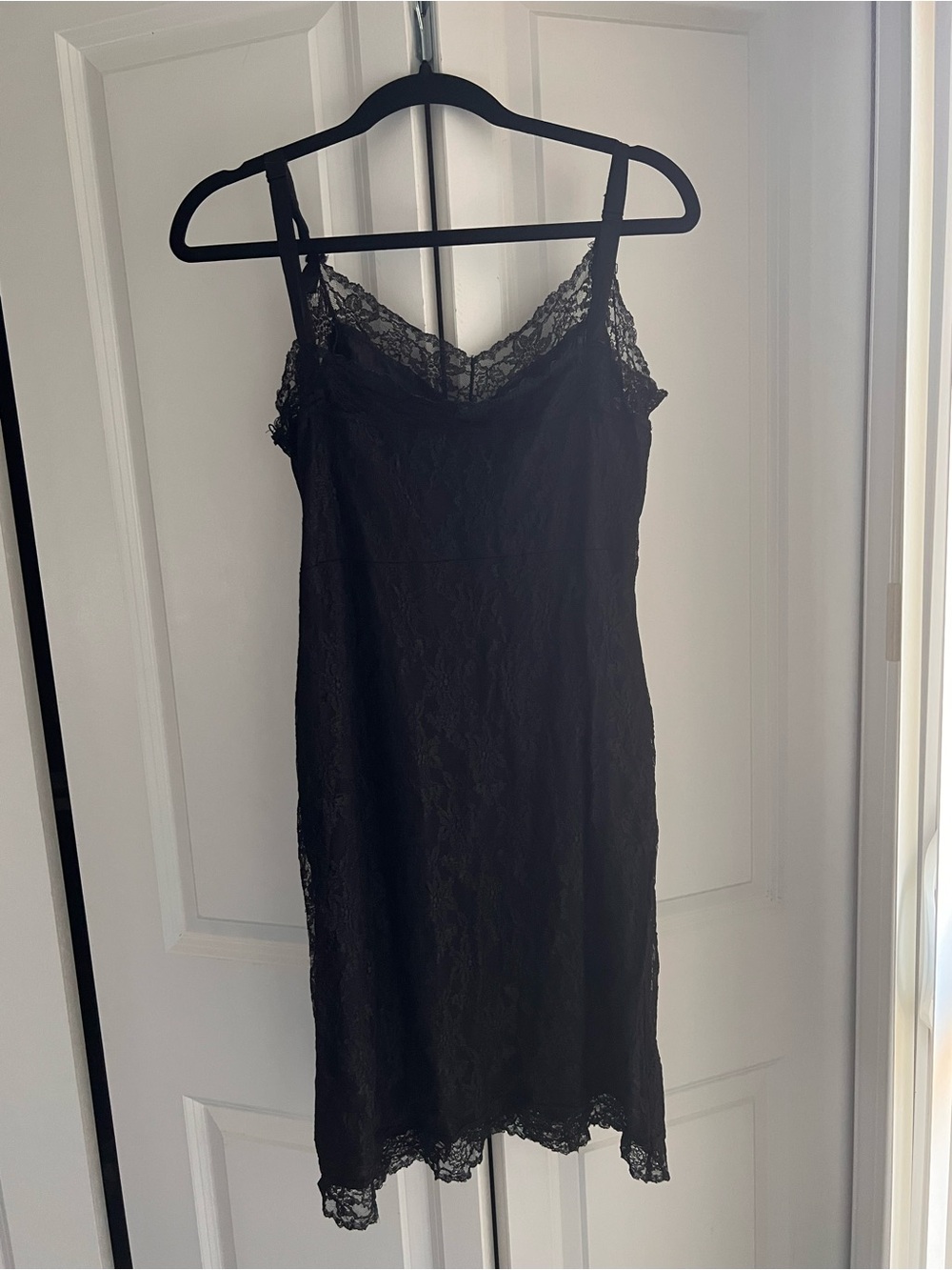 Vintage Black Lace Slip Dress Medium